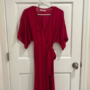 Reformation Red Wrap Long Gown